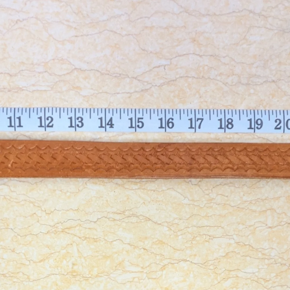 Vintage Bianchi Brown Rugged Leather Western Tooled Belt Silver Accents Women 38